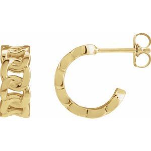Kazi Luxury 14k Yellow Chain Link 12 Mm Hoop Earrings 824$